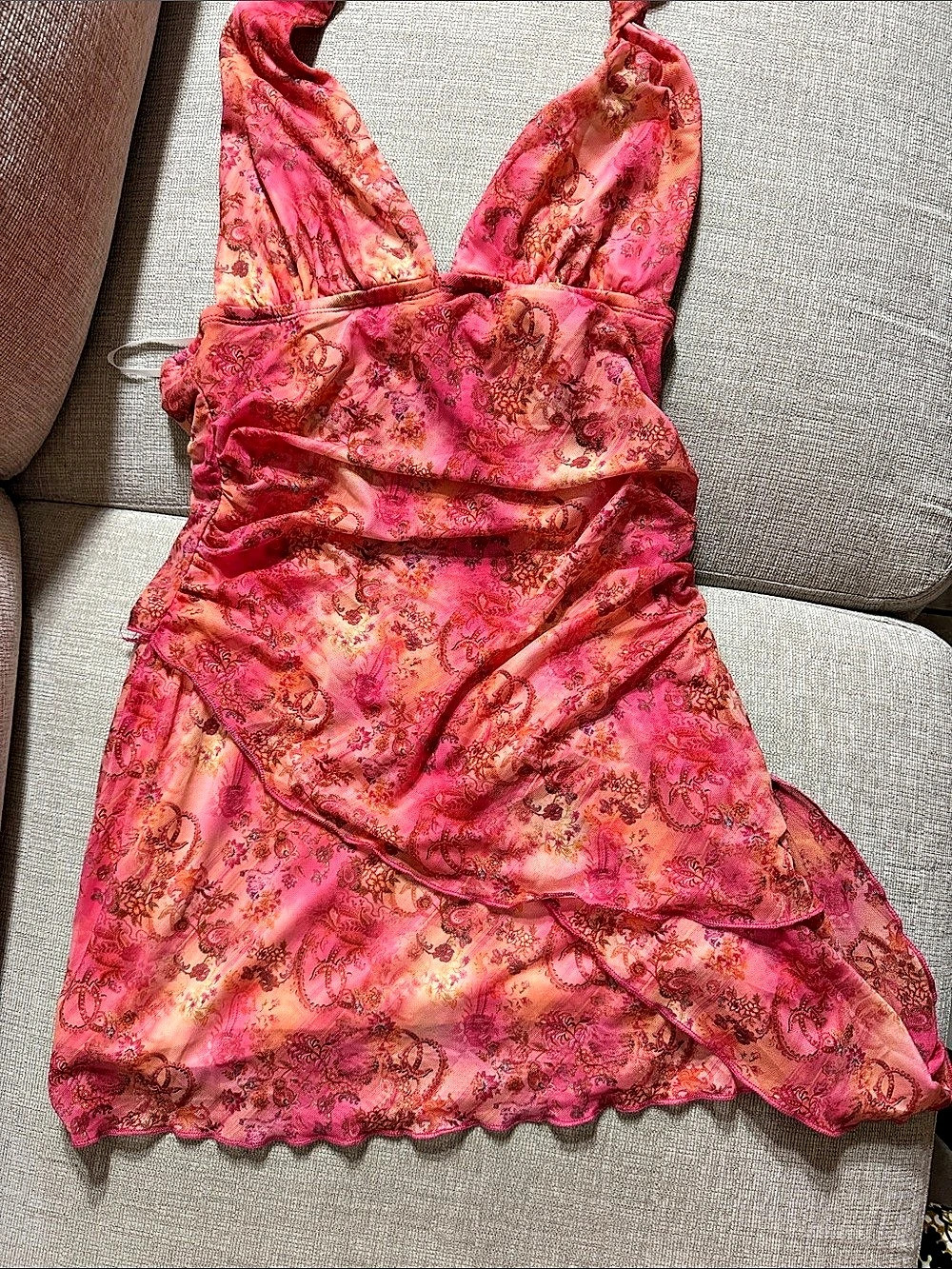 Pink Paisley Mini Dress